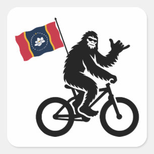 Adesivo Quadrado Bigfoot Ciclista Bandeira do Mississippi