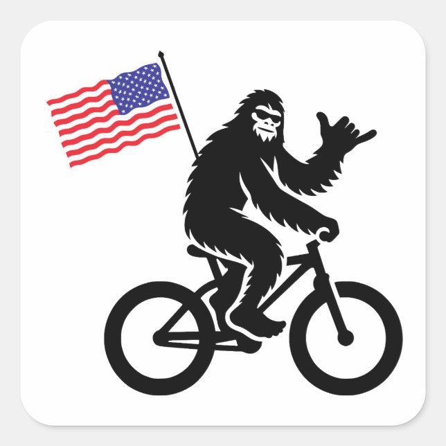 Adesivo Quadrado Bigfoot Cycling American Flag (Frente)
