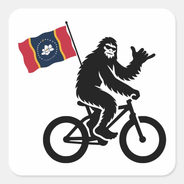 Adesivo Quadrado Bigfoot Cycling Mississippi Flag (Frente)