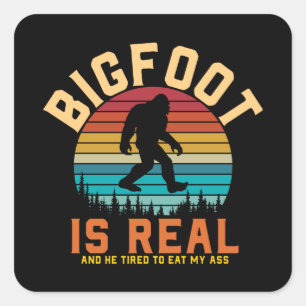 Adesivo Quadrado Bigfoot é real Design retrógrado