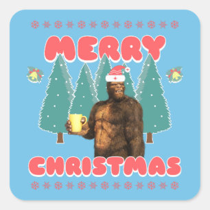 Adesivo Quadrado Bigfoot Engraçado - Feliz Natal