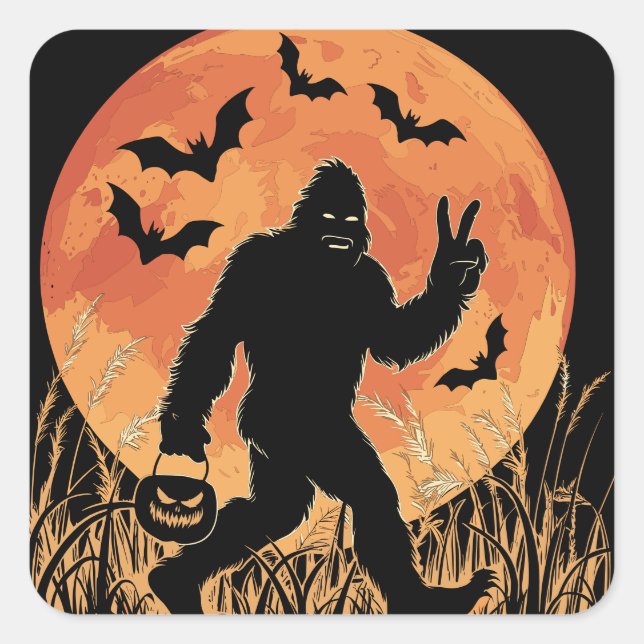 Adesivo Quadrado Bigfoot Halloween (Frente)