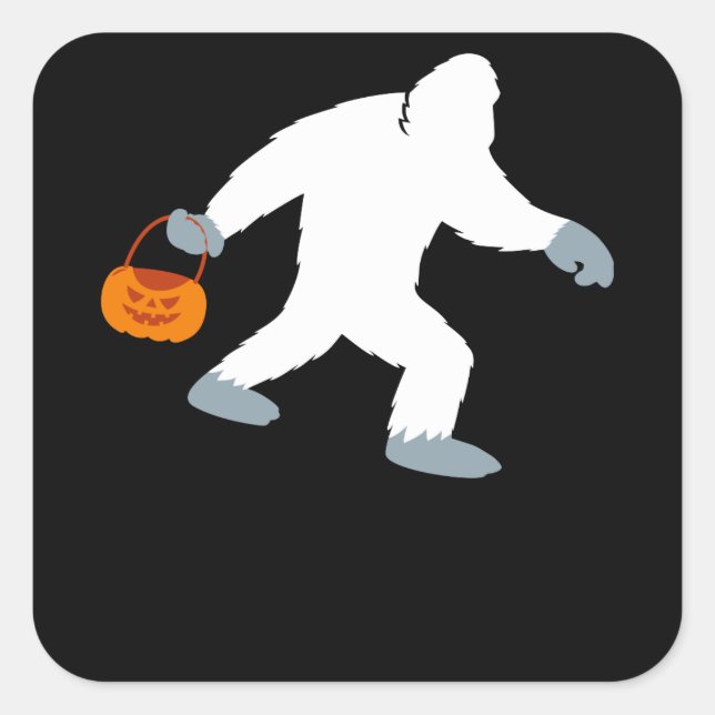 Adesivo Quadrado Bigfoot Sasquatch Pumpkin Halloween Costume para (Frente)