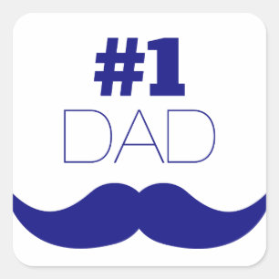 Adesivo Quadrado Bigode azul do pai #1 - número um