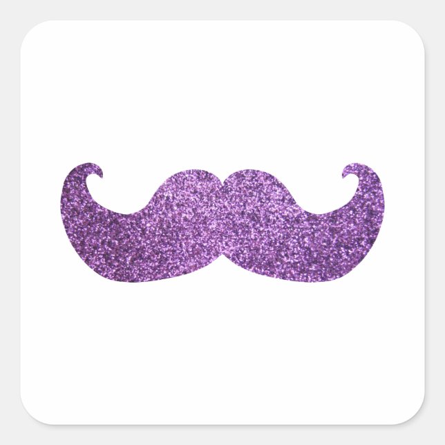 Adesivo Quadrado Bigode roxo de Bling (gráfico do brilho do falso) (Frente)