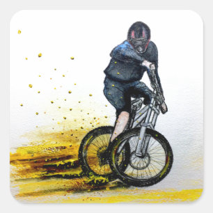 Adesivo Quadrado Biker de montanha MTB BMX