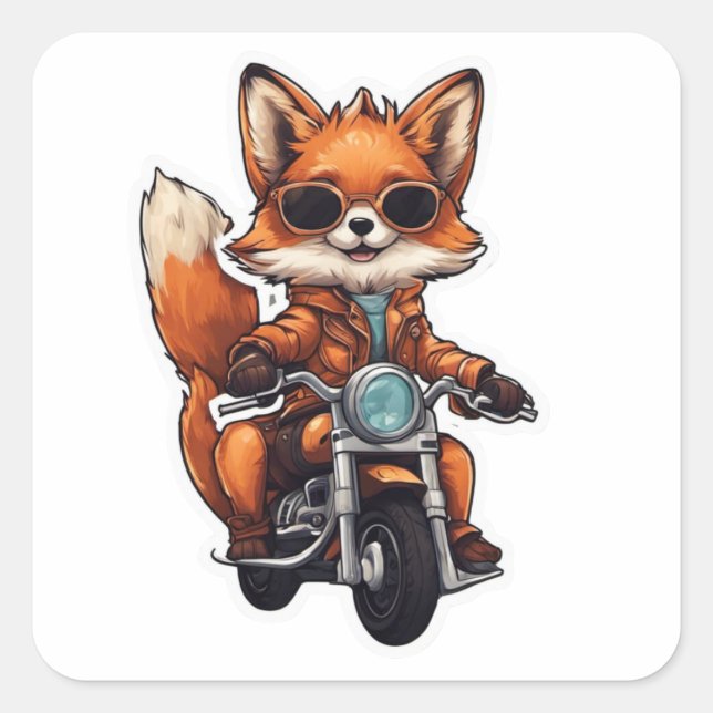 Adesivo Quadrado Biker Fox Sticker (Frente)