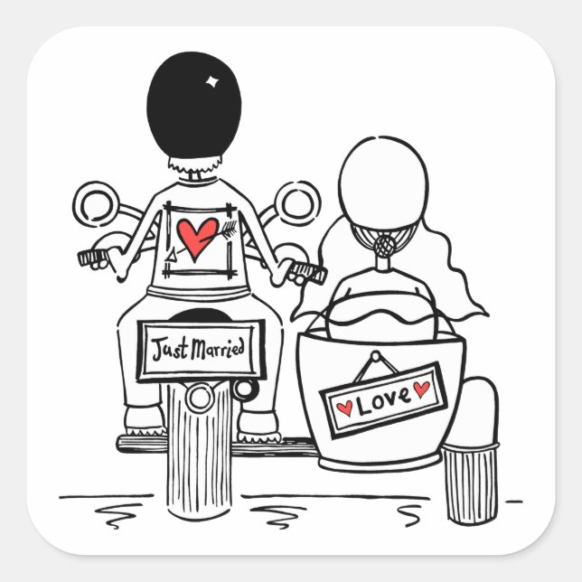 Adesivo Quadrado Biker Motorcycle & Sidecar Wedkers (Frente)