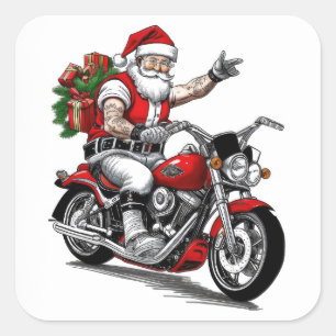 Adesivo Quadrado Biker Santa Claus