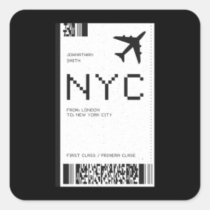 Adesivo Quadrado Bilhete de Avião NYC