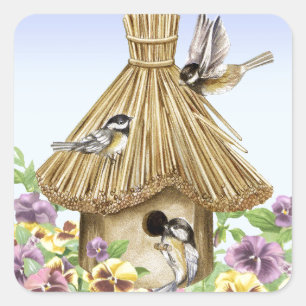 Adesivo Quadrado Birdhouse dos Chickadees