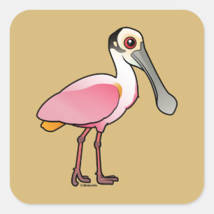 Adesivo Quadrado Birdorable Roseate Spoonbill