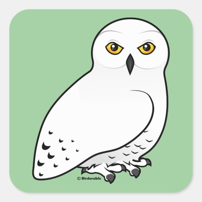 Adesivo Quadrado Birdorable Snowy Owl (Frente)