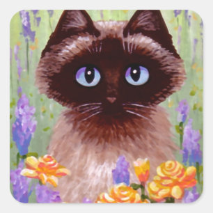 Adesivo Quadrado Birmanês Siamese Creationarts cor-de-rosa de