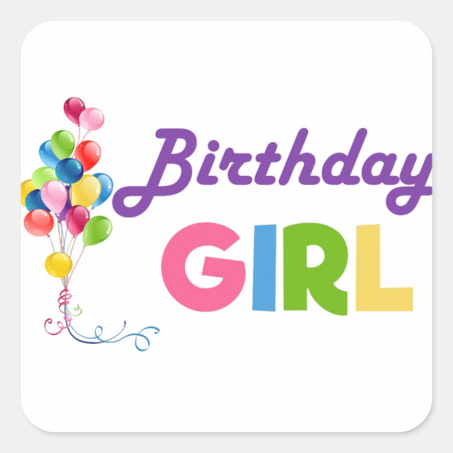 Adesivo Quadrado Birthday Girl (Frente)