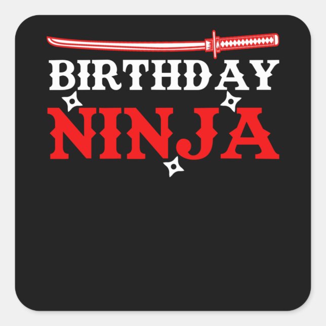 Adesivo Quadrado Birthday Ninja Fighter Birthday (Frente)