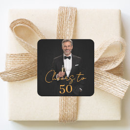 Adesivo Quadrado Birthday party photo cheers gold