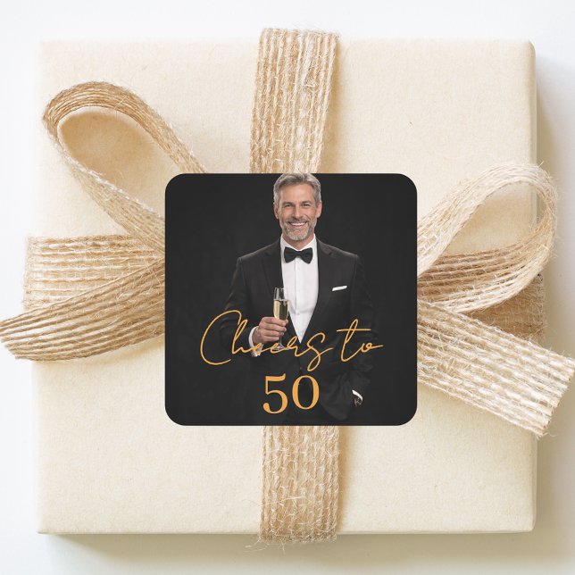 Adesivo Quadrado Birthday party photo cheers gold (Criador carregado)