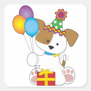 Adesivo Quadrado Birthday Puppy Stickers