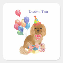 Adesivo Quadrado Birthday Ruby Cavalier King Charles Spaniel