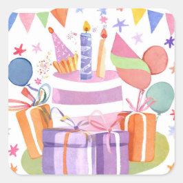 Adesivo Quadrado Birthday Sticker