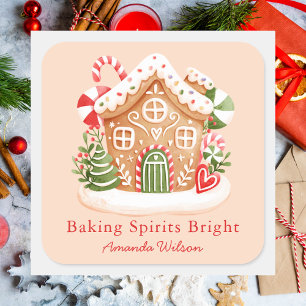 Adesivo Quadrado Biscoito de Gengibre Colorido e Alegre 'Baking Spi