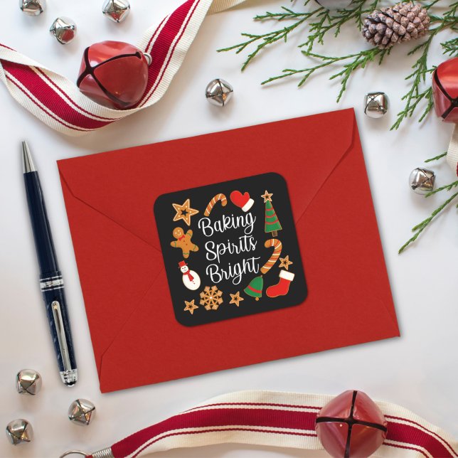 Adesivo Quadrado Biscoito de Natal Bright Gingercake Cookie (Criador carregado)