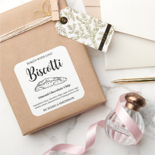 Adesivo Quadrado Biscoito Personalizado caseiro rótulo BIS001sq