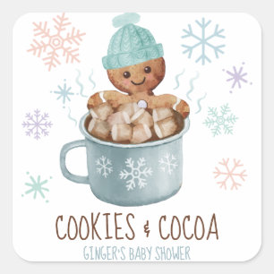 Adesivo Quadrado Biscoitos de Gengibre e Cacau Menino Shower Baby