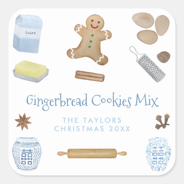 Adesivo Quadrado Biscoitos De Gingerpão Mix Gift Ou Favor Do Partid (Frente)