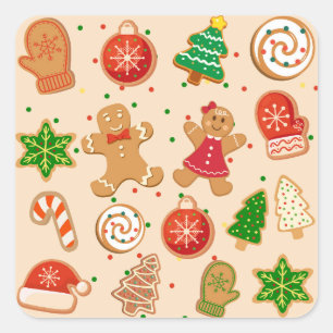 Adesivo Quadrado Biscoitos de Natal
