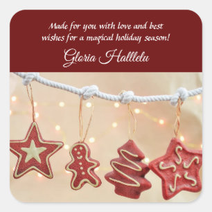 Adesivo Quadrado Biscoitos de Natal caseiros de Gingerbread