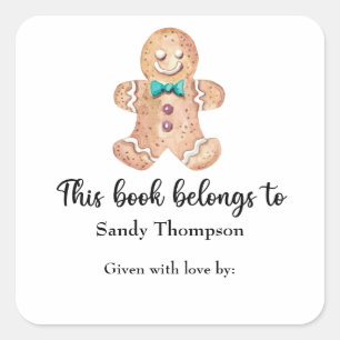 Adesivo Quadrado Biscoitos de Natal - este livro pertence a