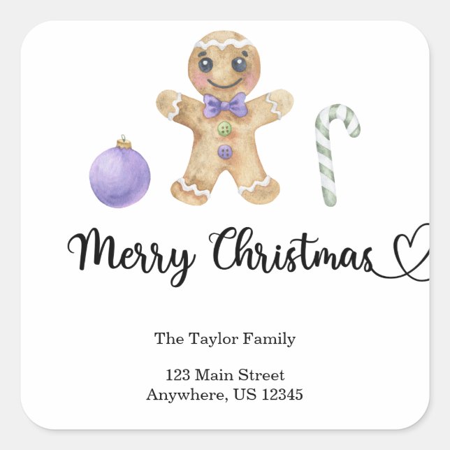 Adesivo Quadrado Biscoitos de Natal Feliz Natal (Frente)