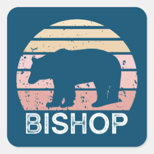 Adesivo Quadrado Bishop California Retro Bear