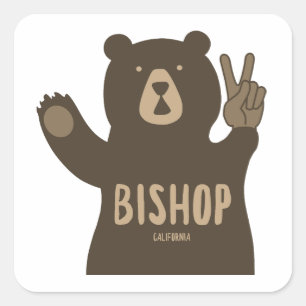 Adesivo Quadrado Bishop Califórnia Urso da Paz