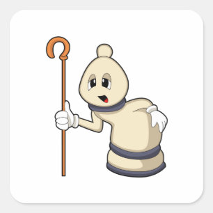 Adesivo Quadrado Bispo de xadrez em xadrez