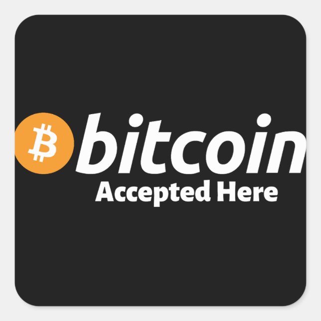 Adesivo Quadrado Bitcoin Accepted Here (Frente)