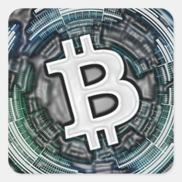 Adesivo Quadrado BITCOIN Crypto Coin Logo BTC Cryptocurrency Trator