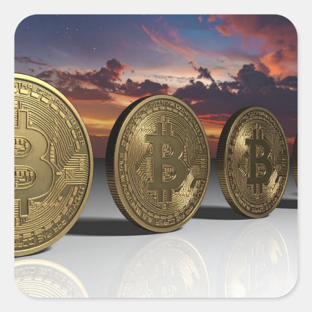 Adesivo Quadrado Bitcoins (Frente)
