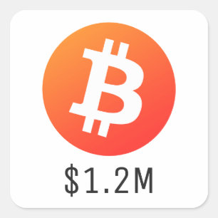 Adesivo Quadrado Bitmoney Price 1.200.000 (US$ 1,2 Milhão) Um Milhã