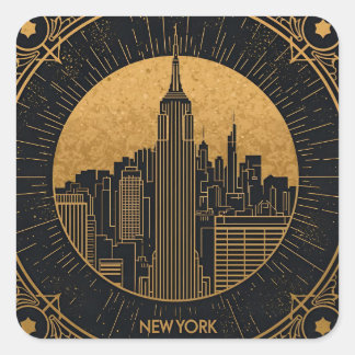 Adesivo Quadrado Black and Gold Art Deco