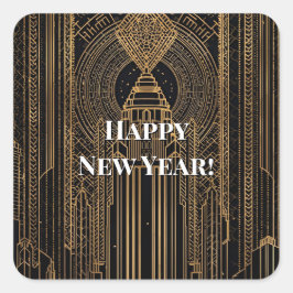 Adesivo Quadrado Black and Gold Art Deco