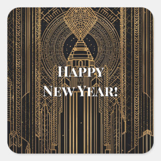 Adesivo Quadrado Black and Gold Art Deco