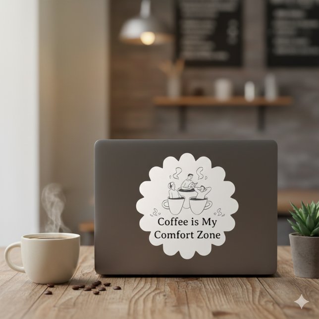 Adesivo Quadrado Black and White Coffee Comfort Zone Sticker (Black and White Coffee Comfort Zone Sticker)