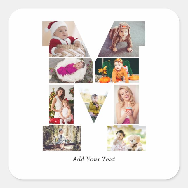 Adesivo Quadrado Black and White Letter M Photo Collage (Frente)