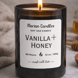 Adesivo Quadrado Black and white Script Personalized Candle Label