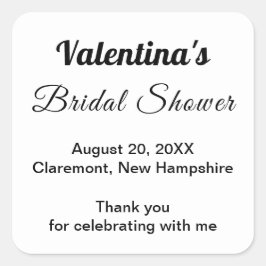 Adesivo Quadrado Black and White Typography Bridal Shower