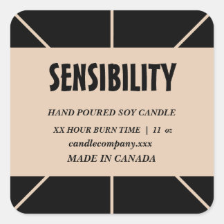 Adesivo Quadrado Black Beige Candle Product Square Sticker