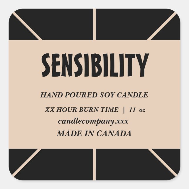 Adesivo Quadrado Black Beige Candle Product  Square Sticker (Frente)